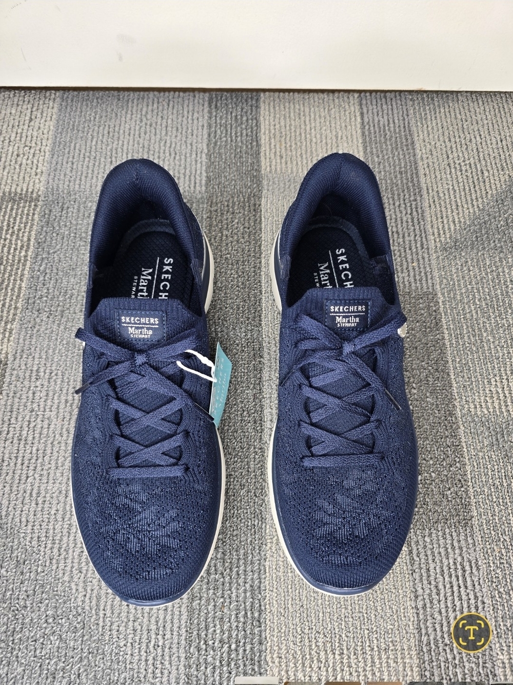 Skechers X Martha Stewart Summits Slip In Navy Knit Lace-Up Women's Sneakers